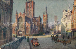 73337150 Gand Belgien Eglise Saint Nicolas Le Beffroi Eglise Saint Bavon Aquarel - Sonstige & Ohne Zuordnung