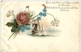 Schiff Mit Blumen - Litho - Otros & Sin Clasificación