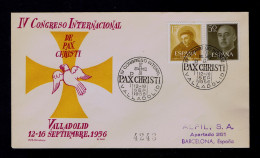 Gc8561 SPAIN PAX CHRISTI "IV Int Congress" Religions Mailed 1956 Valladolid »Barcelona - Christianisme