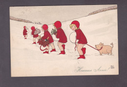 Vente Immediate M.M. Vienne Munk Viennoise Pauli Ebner Heureuse Annee ( Voeux Nouvel An Enfants Cochon Neige 52986) - Ebner, Pauli