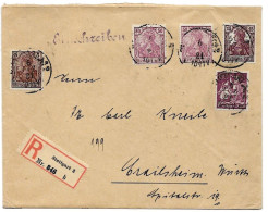 Germany Germania Registered Letter Stuttgart To Crailsheim (cancel On Back) 1921 (postage Fee 1,8 Mark Correct) - Lettres & Documents