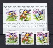 Brazil 1982 Football Soccer World Cup Set Of 3 + S/s MNH - 1982 – Spain