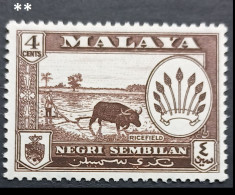 (TI)(MYNS57-4) MALAYSIA MALAYA 1957 NEGRI SEMBILAN, Neuf, ** , MNH, 4c Pineapples Ricefield Rizière - Negri Sembilan