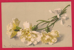 AE584 FANTAISIES FLEURS OEILLETS BLANCS ET RUBAN C KLEIN AQUARELLE M.B     REF:AE584 CARTE POSTALE ANCIENNE ORIGIN - Klein, Catharina