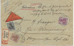 Germany Germania Registered Nachnahme Volkersdorf To Wilmersdorf  (cancel On Back) 1921 (postage Fee 1,4 Mark) - Lettres & Documents