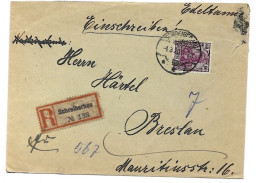 Germany Germania Registered Schreiberhau To Breslau (cancel On Back) 1920 - Covers & Documents