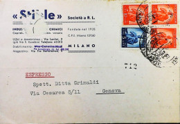 Italy - Repubblica - Democratica Espresso Da Milano - S7114 - 1946-60: Marcofilie