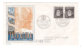 EXPOSICION FILATELICA DE TARRAGONA 1954 - SOBRE CON SELLOS Y SELLOS DE EVENTOS - Maschinenstempel (EMA)
