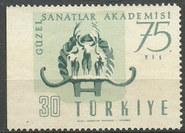 Turkey; 1957 75th Year Of The Art Academy 30 K. ERROR "Imperf. Edge" - Unused Stamps