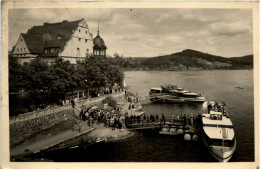 Saalburg/Thür., Stausee Mit HO-Gaststätte Kranich Und Bootsanlegestelle - Ebersdorf