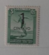 COLOMBIE COLOMBIA MNH** 1937 OVERPRINT 1 CENTAVO  FOOTBALL FUSSBALL SOCCER CALCIO VOETBAL FUTBOL FUTEBOL FOOT FOTBAL - Ungebraucht