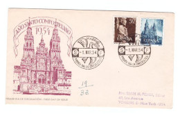 ANO SANTO COMPOSTELANO 1954 - SOBRE CON SELLOS Y SELLOS DE EVENTOS - PREMER DIA - Maschinenstempel (EMA)