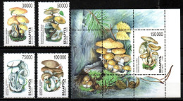 Weißrussland Belarus 1999 - Mi.Nr. 330 - 333 + Block17 - Postfrisch MNH - Pilze Mushrooms - Funghi