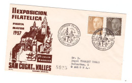 II EXPOSICION SAN CUGAT DEL VALLES 1957 - SOBRE CON SELLOS Y SELLOS DE EVENTOS - Máquinas Franqueo (EMA)