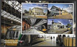 Irland Eire Ireland 2017 Irish Railway Stations Michel No Bl. 104 (2228-31) ** MNH Postfrisch Neuf - Blokken & Velletjes