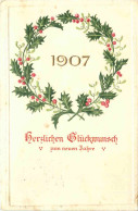 Jahreszahl 1907 - Prägekarte - Nieuwjaar