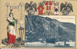 Cpa Kotor, Cattaro, Collection FERT, Devise Et Blason De La Maison De Savoie, Riva Da Settentrione - Montenegro