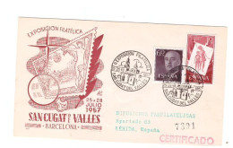 EXPOSICION SAN CUGAT DEL VALLES 1957 - SOBRE CON SELLOS Y SELLOS DE EVENTOS - Franking Machines (EMA)