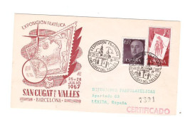 EXPOSICION SAN CUGAT DEL VALLES 1957 - SOBRE CON SELLOS Y SELLOS DE EVENTOS - Maschinenstempel (EMA)