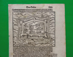 ST-FR CALAIS 1592 Plan De Ville - Sebastian Münster Cosmographia Universalis - Estampas & Grabados