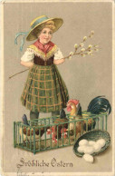 Ostern - Prägekarte - Hühner - Pâques