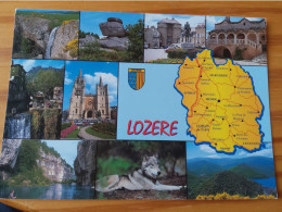48 - LA LOZERE -  Carte Géographique - Contour Du Département Avec Multivues - Maps
