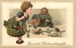 Weihnachten - Hunde - Prägekarte - Sonstige & Ohne Zuordnung