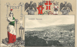 Cpa Trieste, Collection FERT, Devise Et Blason De La Maison De Savoie, Panorama - Trieste