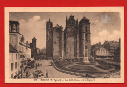 (RECTO / VERSO) RODEZ - N° 362 - LA CATHEDRALE ET LE SQUARE EN 1934 - PETITE DECHIRURE BAS A DROITE - CPA - Rodez