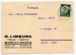 Germany 1935 Postcard; Hameln - R. Limburg, Häute, Därme To Schiplage; 6pf. Return Of Saar - Brieven En Documenten