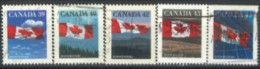 CANADA - 1989, CANADIAN FLAG STAMPS SET OF 5, USED. - Gebraucht