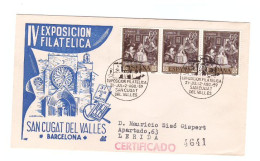 IV EXPOSICION SAN CUGAT DEL VALLES 1959 - SOBRE CON SELLOS Y SELLOS DE EVENTOS 2 - Máquinas Franqueo (EMA)