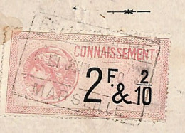 Connaissement De Marseille Pour Bordeaux 1920 Avec Timbre Valeur 2 F 2/10 Rose - Cartas & Documentos