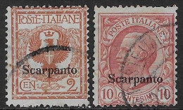 Italia Italy 1912 Colonie Egeo Scarpanto Effigie 2val Sa N.1,3 US - Egée (Scarpanto)