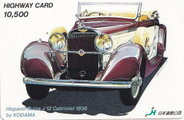 Japan Prepaid Highway Card 10500 -  Car Oldtimer Hispano Suiza 1936 - Japan