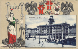Cpa Trieste, Collection FERT, Devise Et Blason De La Maison De Savoie, La Piazza Grande - Trieste