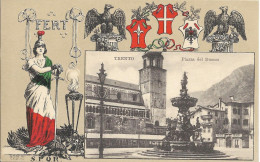 Cpa Trento, Collection FERT, Devise Et Blason De La Maison De Savoie, La Piazza Del Duomo, Fontaine - Trento