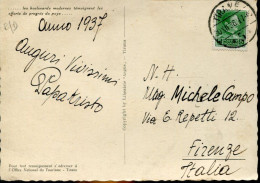 X389 Albania, Card Circuled 1937 From Tirana To Firenze Italy  (see 2 Scan) - Albanië