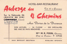 Auberge Des 4 CHEMINS . Mme PERIN . CONNAUX ( LAUDUN ?) . - Cartas De Hotels