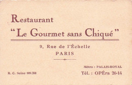 Restaurant  LE GOURMET SANS CHIQUE . PARIS  - Cartes D'hotel