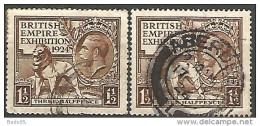 GRANDE-BRETAGNE  N° 172 ET 174 / MILLESIME 1924 ET 1925 OBL TB - Gebruikt