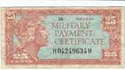 25 Cent Military Payment Certificate Series 611, #M52, Cyprus Korea Japan Libya Usage 1964-1969 - 1964-1969 - Reeksen 611