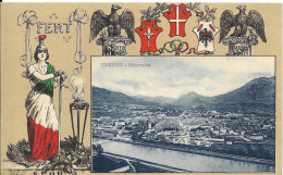 Cpa Trento, Collection FERT, Devise Et Blason De La Maison De Savoie, Panorama - Trento