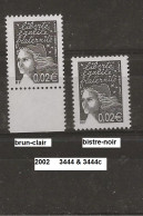 Variété De 2002 Neuf** Y&T N° 3444 Bistre-noir & 3444c Brun-clair - Unused Stamps