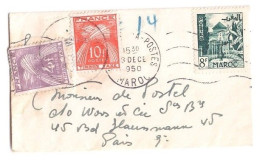 PARIS Carte De Visite Mignonnette Origine Maroc Affranchie 8 F Taxe 14 F Gerbes Yv T 86 84 Ob 1950 - 1859-1959 Storia Postale