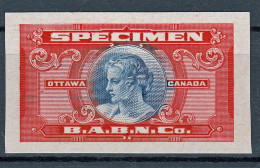 Probedruck, Test-Stamp, Specimen B.A.B.N.Co-Ottawa Kanada 1935 - Ensayos & Reimpresiones