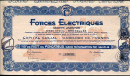 FORCES ELECTRIQUES; 1/10e Part De Fondateur - Elektrizität & Gas