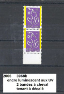 Variété Paire De 2006 Neuf** Y&T N° 3968b  2 Bandes Tenant à Déplacé, Encre Luminescente Aux UV - 2004-2008 Marianne Van Lamouche