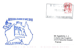 ENVELOPPE AVEC CACHET B.P.C. DIXMUDE - MISSION JEANNE D' ARC 2018 - ESCALE A DARWIN EN AUSTRALIE - LE 15/05/2018 - Seepost