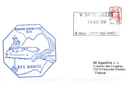 ENVELOPPE AVEC CACHET B.P.C. DIXMUDE - MISSION JEANNE D' ARC 2018 - ESCALE A DJIBOUTI - LE 16/03/2018 - Seepost